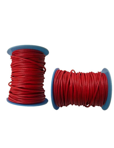 3mm Round Leather Cord in Red.