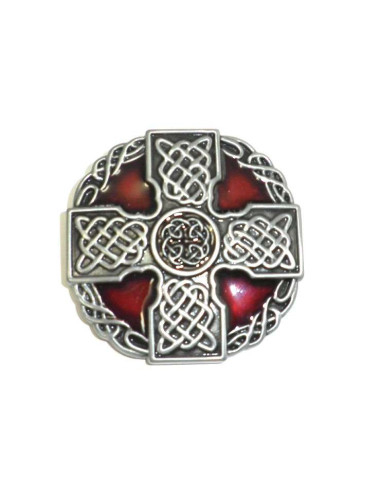 Buckle with Celtic Cross Design and Burgundy Details